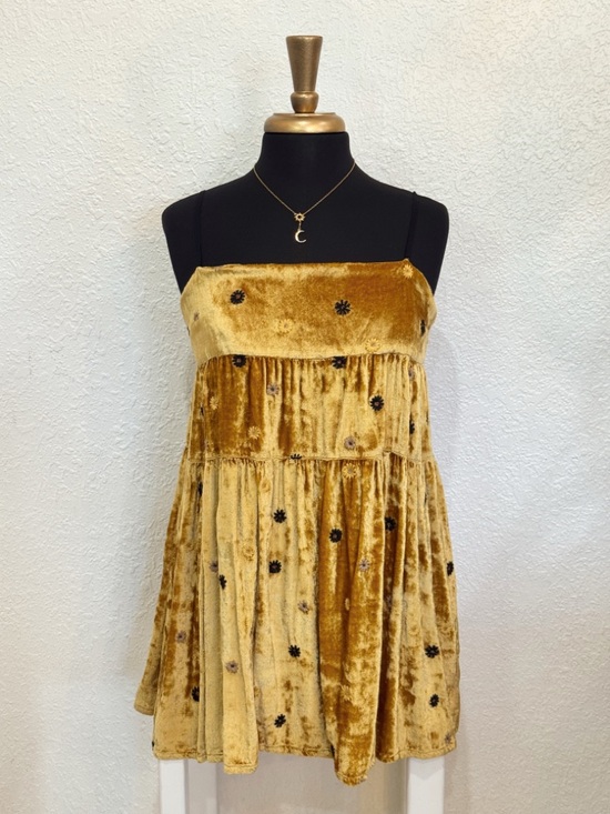 Kimchi Blue Mustard Gold Velvet Dress
